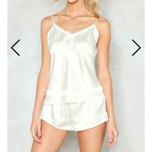 NWOT Nasty Gal 3 piece satin pajama set